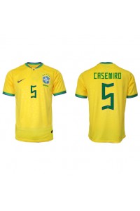 Brasil Casemiro #5 Fotballdrakt Hjemme Klær VM 2022 Korte ermer